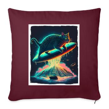 Chaton de chat Space Alien Planet Astronaute - Housse de coussin décorative 45 x 45 cm - bordeaux - Devant