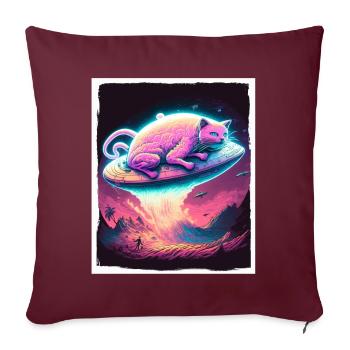 Chaton de chat Space Alien Planet Astronaute - Housse de coussin décorative 45 x 45 cm - bordeaux - Devant