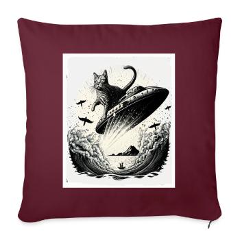 Chaton de chat Space Alien Planet Astronaute - Housse de coussin décorative 45 x 45 cm - bordeaux - Devant