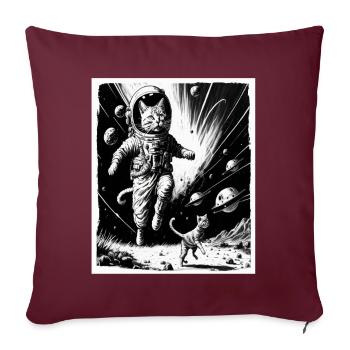 Chaton de chat Space Alien Planet Astronaute - Housse de coussin décorative 45 x 45 cm - bordeaux - Devant