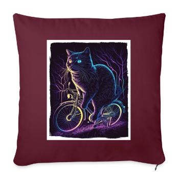 Cat Kitten Bike Bike Illustration abstraite - Housse de coussin décorative 45 x 45 cm - bordeaux - Devant
