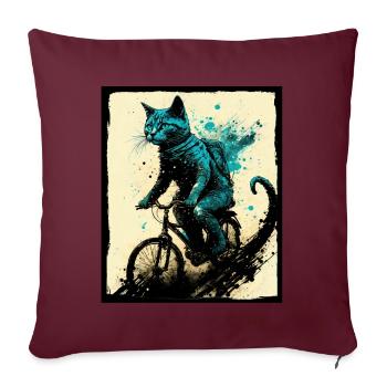 Cat Kitten Bike Bike Illustration abstraite - Housse de coussin décorative 45 x 45 cm - bordeaux - Devant