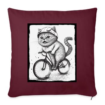 Cat Kitten Bike Bike Illustration abstraite - Housse de coussin décorative 45 x 45 cm - bordeaux - Devant