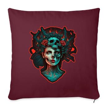 Böse Alte Frau Horror Skelett Dämon Bikerin - Sofakissenbezug 45 x 45 cm - Burgunderrot - Vorne