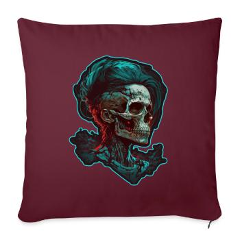 Böse Alte Frau Horror Skelett Dämon Bikerin - Sofakissenbezug 45 x 45 cm - Burgunderrot - Vorne