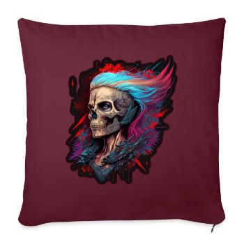 Böse Alte Frau Horror Skelett Dämon Bikerin - Sofakissenbezug 45 x 45 cm - Burgunderrot - Vorne