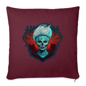 Böse Alte Frau Horror Skelett Dämon Bikerin - Sofakissenbezug 45 x 45 cm - Burgunderrot - Vorne