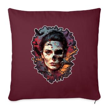 Böse Alte Frau Horror Skelett Dämon Bikerin - Sofakissenbezug 45 x 45 cm - Burgunderrot - Vorne