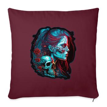 Böse Alte Frau Horror Skelett Dämon Bikerin - Sofakissenbezug 45 x 45 cm - Burgunderrot - Vorne