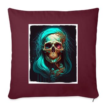 Böse Alte Frau Horror Skelett Dämon Bikerin - Sofakissenbezug 45 x 45 cm - Burgunderrot - Vorne