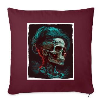 Böse Alte Frau Horror Skelett Dämon Bikerin - Sofakissenbezug 45 x 45 cm - Burgunderrot - Vorne