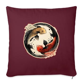 Japan Koi Fisch Karpfen Japanisch Kirschblüte - Sofakissenbezug 45 x 45 cm - Burgunderrot - Vorne
