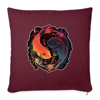 Japan Koi Fisch Karpfen Japanisch Kirschblüte - Sofakissenbezug 45 x 45 cm - Burgunderrot - Vorne