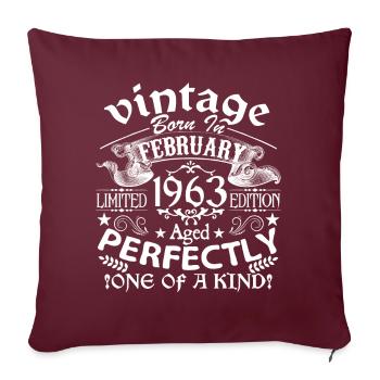 Février 1963 | anniversaire 1963 Vintage Février - Housse de coussin décorative 45 x 45 cm - bordeaux - Devant