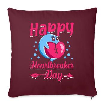Happy Heartbreaker Day Valentinstag Delphin Meme - Sofakissenbezug 45 x 45 cm - Burgunderrot - Vorne