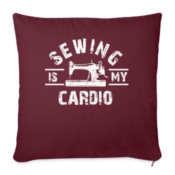 La couture est ma machine cardio Quilting femme vintage - Housse de coussin décorative 45 x 45 cm - bordeaux - Devant