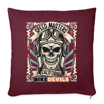 Lachender Totenkopf, Totenschädel, Biker-Skull - Sofakissenbezug 45 x 45 cm - Burgunderrot - Vorne