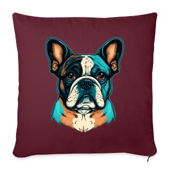 Mignon Français Bulldog dans des couleurs abstraites - Housse de coussin décorative 45 x 45 cm - bordeaux - Devant