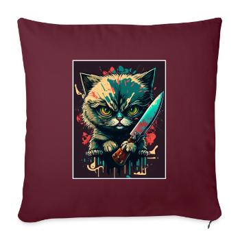 Du hast nichts gesehen Katze Messer Kätzchen - Sofakissenbezug 45 x 45 cm - Burgunderrot - Vorne