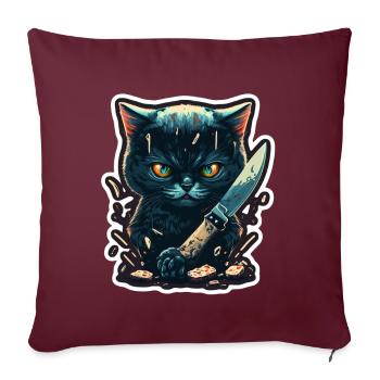 Du hast nichts gesehen Katze Messer Kätzchen - Sofakissenbezug 45 x 45 cm - Burgunderrot - Vorne
