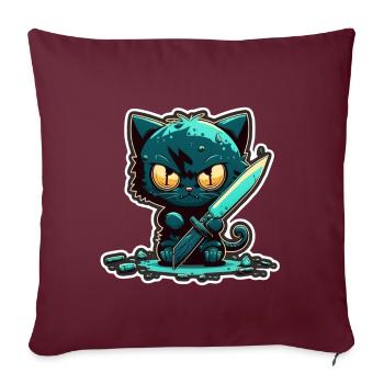 Du hast nichts gesehen Katze Messer Kätzchen - Sofakissenbezug 45 x 45 cm - Burgunderrot - Vorne