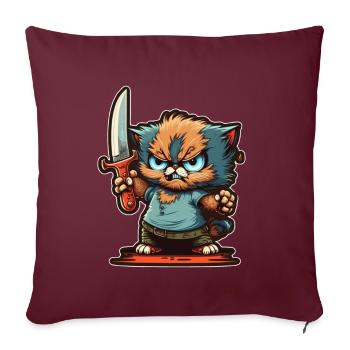Du hast nichts gesehen Katze Messer Kätzchen - Sofakissenbezug 45 x 45 cm - Burgunderrot - Vorne