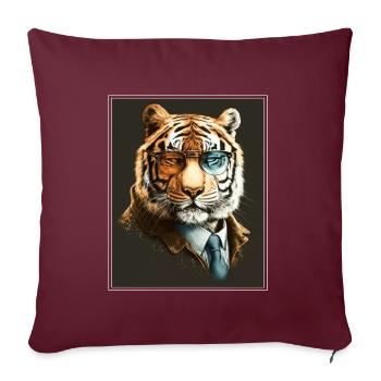 Bengalischer Tiger Katze Boss Chef Raubkatze - Sofakissenbezug 45 x 45 cm - Burgunderrot - Vorne