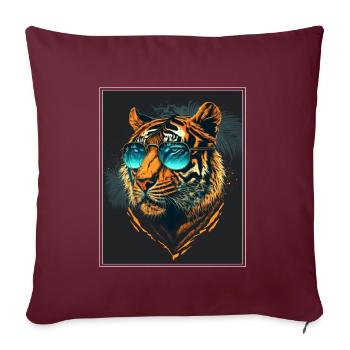 Bengalischer Tiger Katze Boss Chef Raubkatze - Sofakissenbezug 45 x 45 cm - Burgunderrot - Vorne