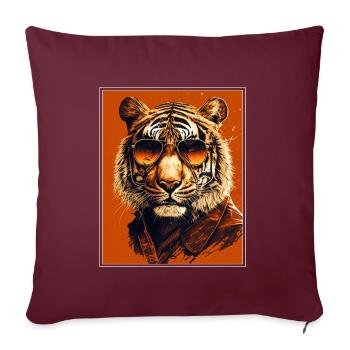 Bengalischer Tiger Katze Boss Chef Raubkatze - Sofakissenbezug 45 x 45 cm - Burgunderrot - Vorne