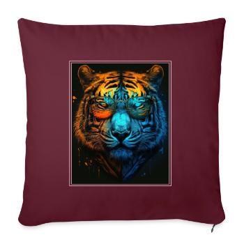 Bengalischer Tiger Katze Boss Chef Raubkatze Neon - Sofakissenbezug 45 x 45 cm - Burgunderrot - Vorne