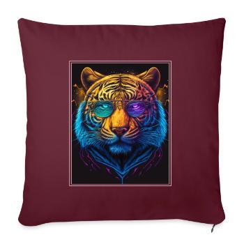 Bengalischer Tiger Katze Boss Chef Raubkatze neon - Sofakissenbezug 45 x 45 cm - Burgunderrot - Vorne