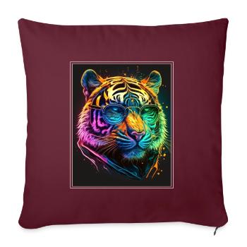 Bengalischer Tiger Katze Boss Chef Raubkatze Neon - Sofakissenbezug 45 x 45 cm - Burgunderrot - Vorne