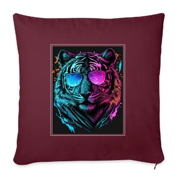 Bengalischer Tiger Katze Boss Chef Raubkatze Neon - Sofakissenbezug 45 x 45 cm - Burgunderrot - Vorne