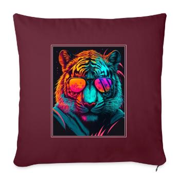 Bengalischer Tiger Katze Boss Chef Raubkatze Neon - Sofakissenbezug 45 x 45 cm - Burgunderrot - Vorne