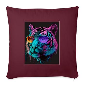 Bengalischer Tiger Katze Boss Chef Raubkatze Neon - Sofakissenbezug 45 x 45 cm - Burgunderrot - Vorne