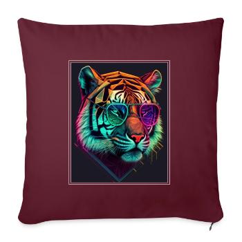 Bengalischer Tiger Katze Polygon Raubkatze Neon - Sofakissenbezug 45 x 45 cm - Burgunderrot - Vorne