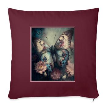 Cottagecore Fée Elfe Fleurs Des Bois Papillon - Housse de coussin décorative 45 x 45 cm - bordeaux - Devant