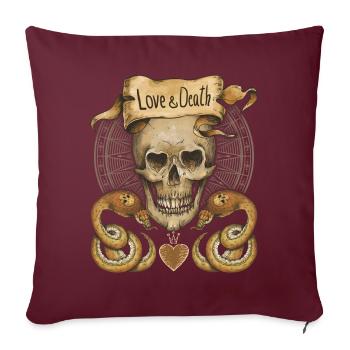 Crâne, serpents, amour et mort, dire - Housse de coussin décorative 45 x 45 cm - bordeaux - Devant