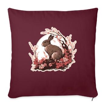 Lapin Lapin Fleur de Cerisier Japon Japonais - Housse de coussin décorative 45 x 45 cm - bordeaux - Devant