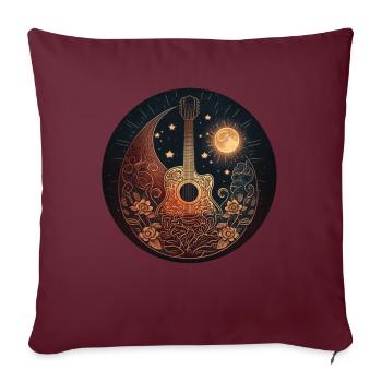 Guitare acoustique Cottagecore Moon Star Flower - Housse de coussin décorative 45 x 45 cm - bordeaux - Devant