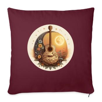 Guitare acoustique Cottagecore Moon Star Flower - Housse de coussin décorative 45 x 45 cm - bordeaux - Devant