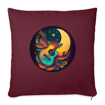 Guitare acoustique Cottagecore Moon Star Flower - Housse de coussin décorative 45 x 45 cm - bordeaux - Devant