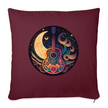 Guitare acoustique Cottagecore Moon Star Flower - Housse de coussin décorative 45 x 45 cm - bordeaux - Devant