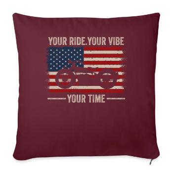 Your Ride Your Vibe Your Time Cruiser American - Housse de coussin décorative 45 x 45 cm - bordeaux - Devant