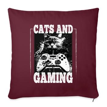 Chats et chat chaton chaton contrôleur de jeu - Housse de coussin décorative 45 x 45 cm - bordeaux - Devant