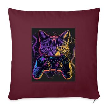 Chats et chat chaton chaton contrôleur de jeu - Housse de coussin décorative 45 x 45 cm - bordeaux - Devant