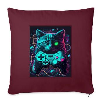 Chats et chat chaton chaton contrôleur de jeu - Housse de coussin décorative 45 x 45 cm - bordeaux - Devant