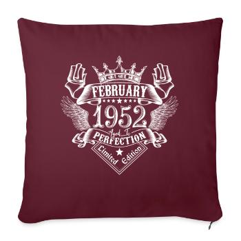 Février 1952 | Février 1952 anniversaire 1952 - Housse de coussin décorative 45 x 45 cm - bordeaux - Devant
