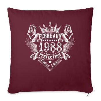 Février 1988 | Février 1988 anniversaire 1988 - Housse de coussin décorative 45 x 45 cm - bordeaux - Devant