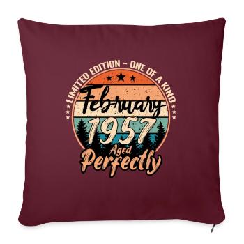 Février 1957 anniversaire 1957 légendes Février - Housse de coussin décorative 45 x 45 cm - bordeaux - Devant